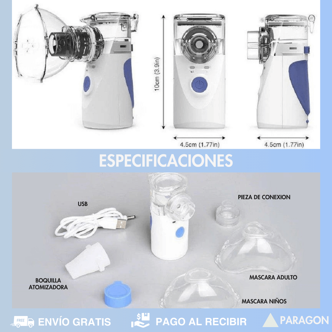 NEBULIZADOR PORTÁTIL ULTRASÓNICO 🫁 MESH AIRCARE PRO®️